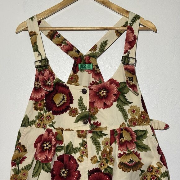 Vintage 90s Floral Bubble Overalls Made in USA 100% Cotton Cottagecore M/L - Picture 3 of 16